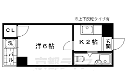 ヒューマンハイツ御室 1階1Kの間取り