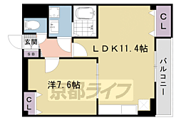 ｆｏｒｅｓｔａｇｅ　西院 3階1LDKの間取り