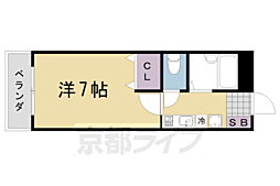 ヴィルヌーブ 3階1Kの間取り