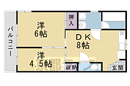 リノスティ京都沓掛 4階2DKの間取り