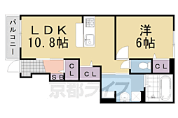 サンコート 1階1LDKの間取り