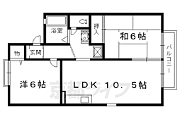 JR東海道・山陽本線 長岡京駅 4.2kmの賃貸アパート 2階2LDKの間取り