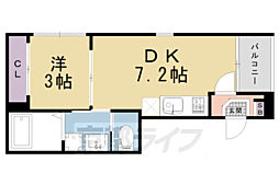 エーデルシュタイン花園伊町 1階1DKの間取り