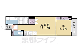 JR東海道・山陽本線 西大路駅 徒歩7分の賃貸マンション 6階1LDKの間取り
