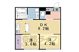 グレース吉祥院 2階2DKの間取り