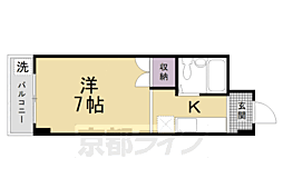 シャトル東寺 3階1Kの間取り