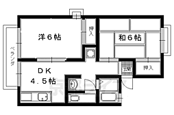 JR東海道・山陽本線 桂川駅 徒歩9分の賃貸アパート 1階2DKの間取り