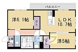 Ｆｌｅｕｒ　II 3階2LDKの間取り