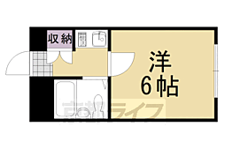 クレセント桂 2階1Kの間取り