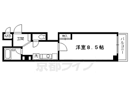クオーレ京都 4階1Kの間取り
