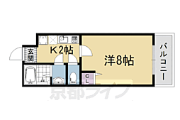 JR山陰本線 丹波口駅 徒歩6分の賃貸マンション 1階1Kの間取り