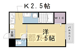 グランドール 2階1Kの間取り