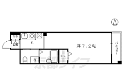 京都市営烏丸線 五条駅 徒歩10分の賃貸マンション 3階1Kの間取り