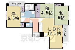 メイプルリーフ桂 2階3LDKの間取り