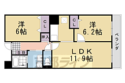 ヴィラ　アルシオーネ 3階2LDKの間取り