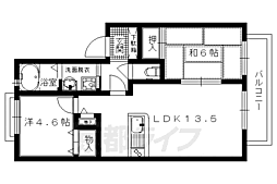 JR東海道・山陽本線 長岡京駅 徒歩10分の賃貸アパート 1階2LDKの間取り