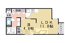 京阪本線 清水五条駅 徒歩4分の賃貸マンション 2階1LDKの間取り