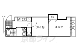 エスパス花園 5階2Kの間取り