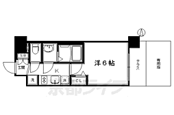 プレサンスTHEKYOTO彩美 1Kの間取図画像