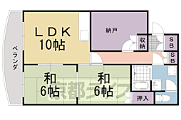 ル・サフィール五条 2SLDKの間取図画像