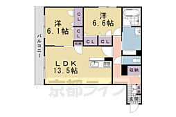 グランコート北浦 2LDKの間取図画像