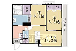 グランコート北浦 2LDKの間取図画像