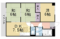 第弐藤栄ハイツ 3DKの間取図画像