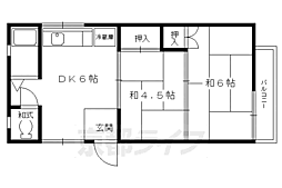 コーポ大宮 2DKの間取図画像