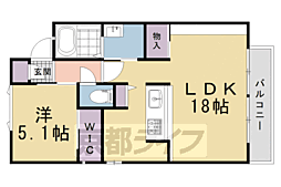 ロジュマン上賀茂 1LDKの間取図画像