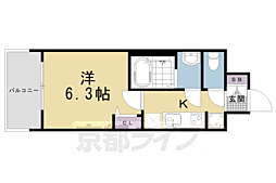 プレサンスTHEKYOTO新町通 1Kの間取図画像