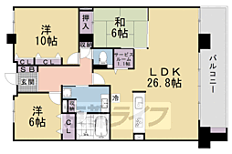 パデシオン山科夢ケ丘 3LDKの間取図画像