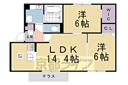 京都市左京区松ケ崎六ノ坪町アパート 2LDKの間取図画像