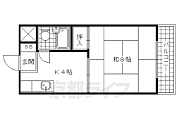 西浦マンション 1Kの間取図画像