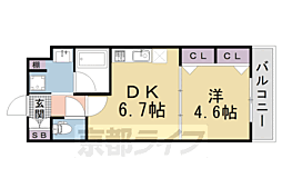 ベラジオ京都壬生ウエストゲート 1DKの間取図画像