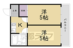 アメニティー京都二番館 2Kの間取図画像