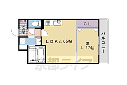 リバーサイド桂壱番館 1LDKの間取図画像