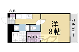 アネックス桂 1Kの間取図画像