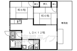 プラシーボ宇治B棟 2LDKの間取図画像