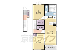 コンフォール園部 2LDKの間取図画像