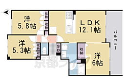 パインフィールド洛西 3LDKの間取図画像