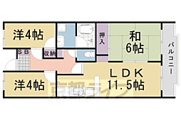 プルーリオン亀岡 3LDKの間取図画像