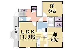 マグノーリア横田2 2LDKの間取図画像