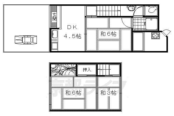 京都府長岡京市友岡西山(賃貸テラスハウス3DK・--・51.84㎡)の写真 その2