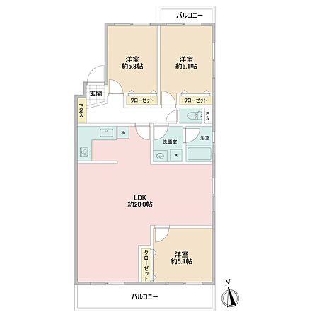 4階部分の東南北三方角部屋です ワイドバルコニー 2面バルコニー LDK20帖 ペット飼育可能 3LDK 現況空室 2019年6月にフルリフォーム済み バス停2分