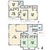 間取り：鉄骨造2階建ての大型6ＬＤＫ　ＬＤＫ27帖　シャッター付き地下車庫　広縁有り　バルコニー2箇所　南公道5．5Ｍに面す整形地　土地191．88平米付き　お庭有り
