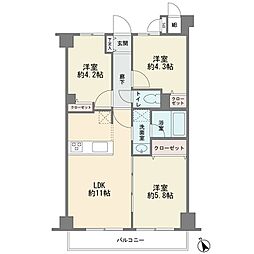 グランパークあざみ野 3LDKの間取図画像