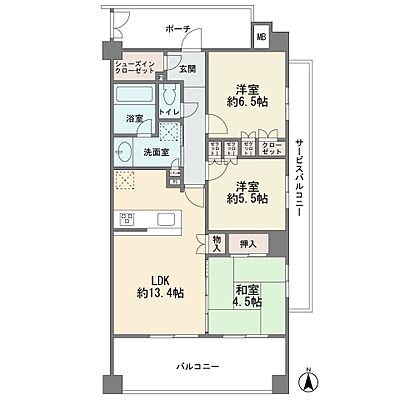 間取り フィスナレジデンスセンター南 5階/-