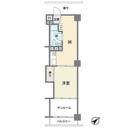 多摩川フラワーマンション 1DKの間取図画像