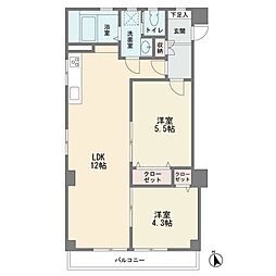 日幸マンション 2LDKの間取図画像