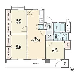 多摩川住宅トの1号棟 3LDKの間取り